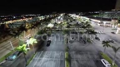 空中无人机视频夜购物中心